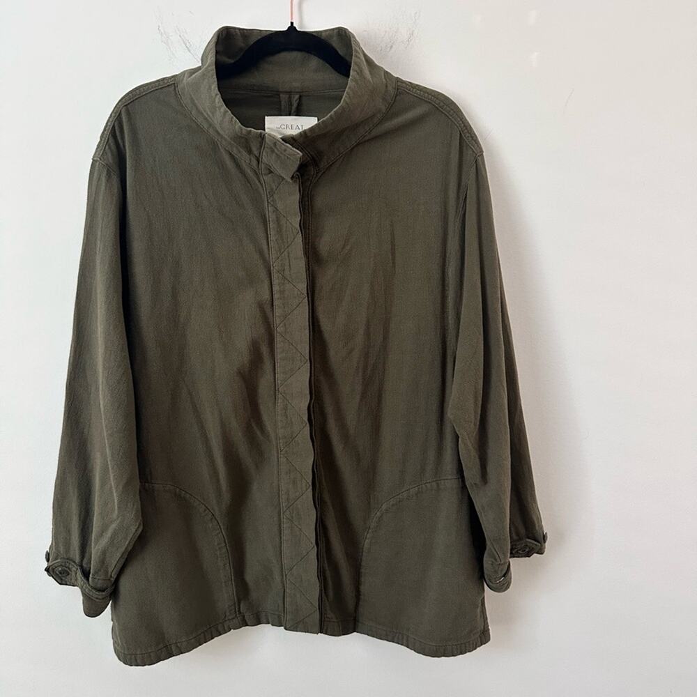 THE GREAT Long Sleeve Light Jacket Full Zip Military Olive Green Size 1/Small